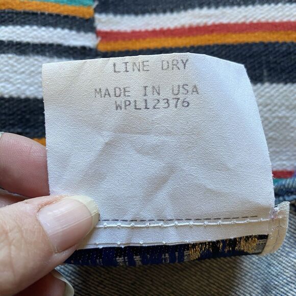 Vintage Pioneer Wear Dickie Western Aztec Leather Denim Fringe Bib. OSFM. USA - Picture 6 of 11